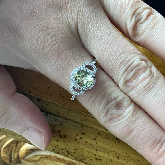 Natural Canary Apatite Sterling Silver Ring Size 10